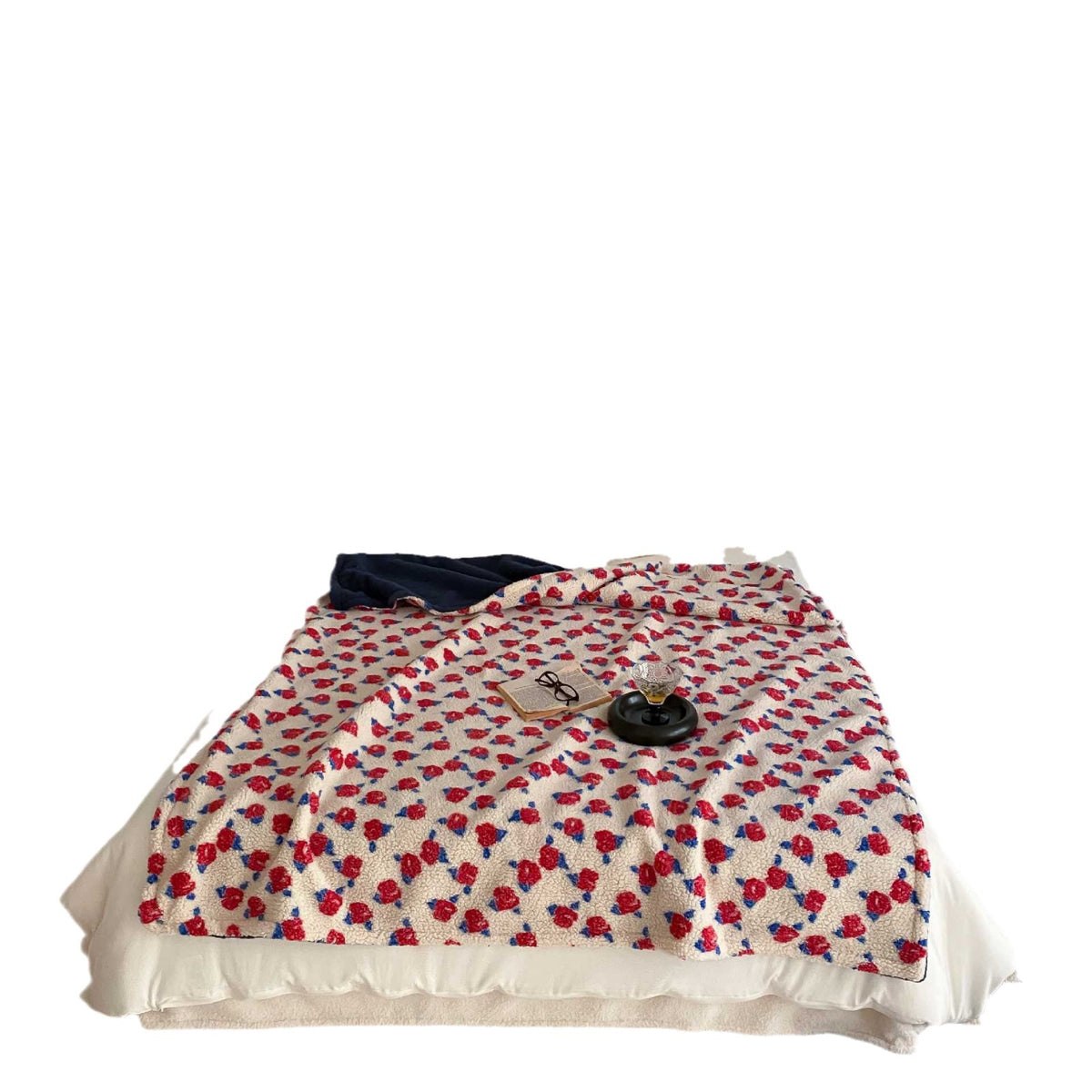 Plüsch Sherpa Wurfdecke mit retro floralem Bouclé-Textur