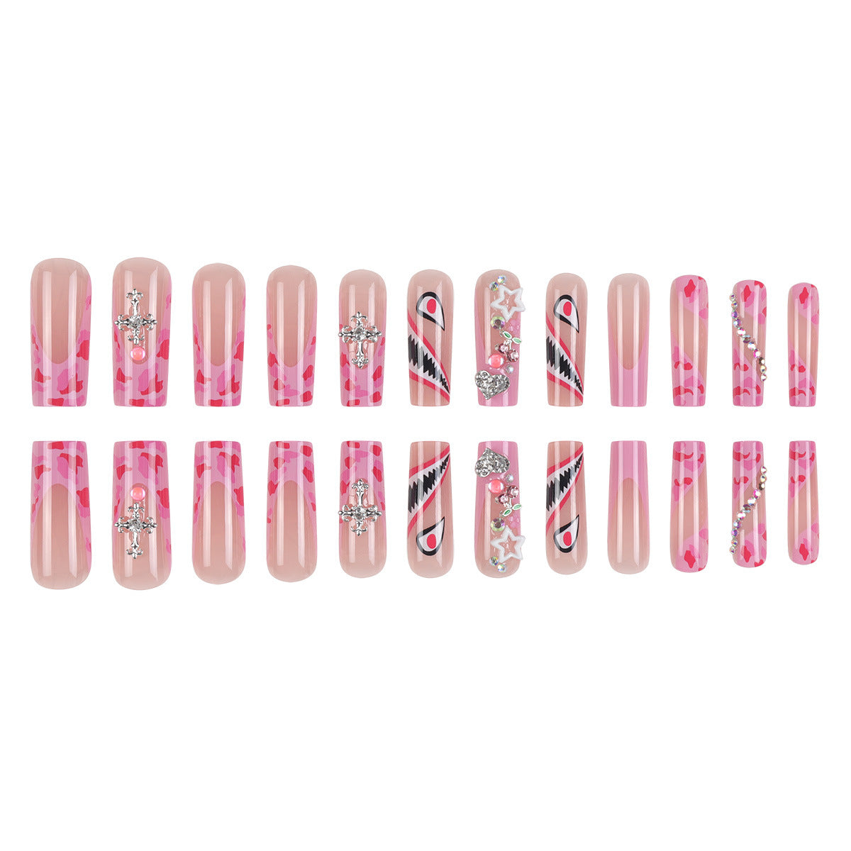 Trendige Stiletto Press-On Nagelset mit künstlerischen Verzierungen Brehn