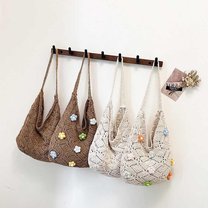 Florale verziertes Häkel-Schultertasche Brehn