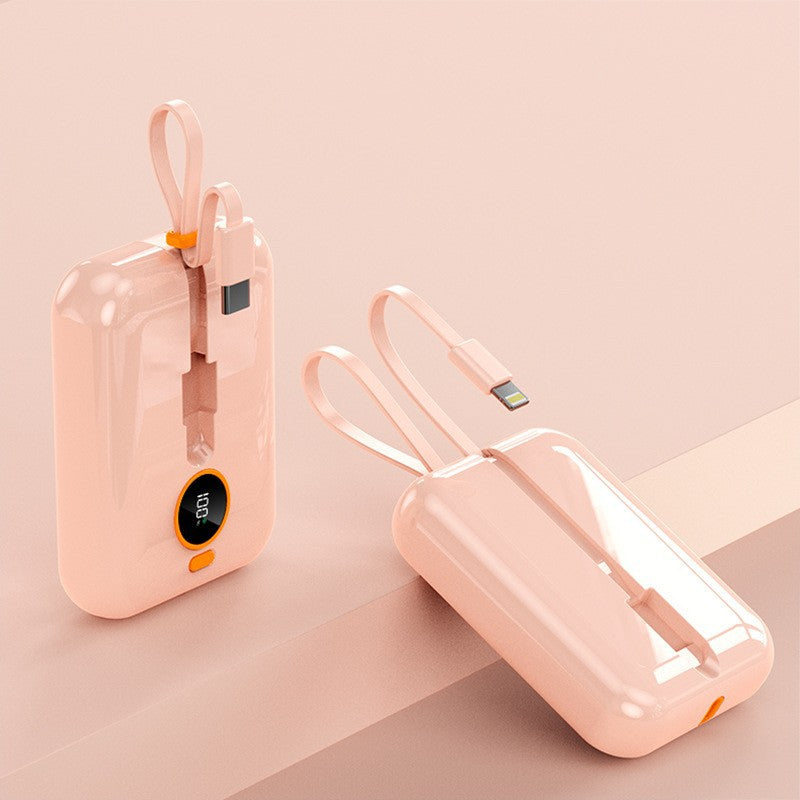 Tragbare Mini-Powerbank mit Integriertem Ladekabel und Digitaler Anzeige Brehn