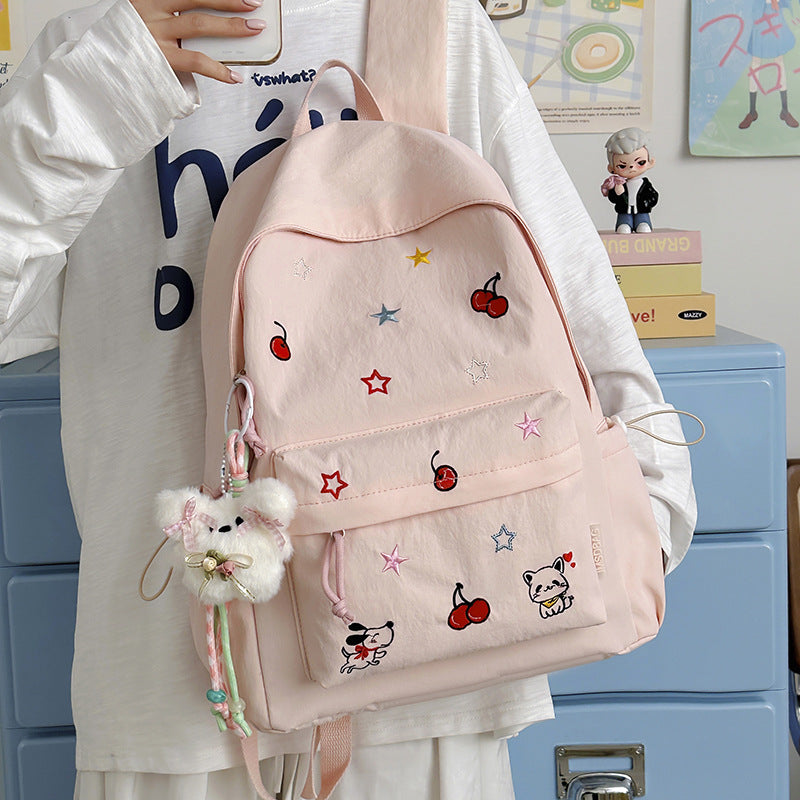 Verspielter Charakter Bestickter Schulrucksack Brehn