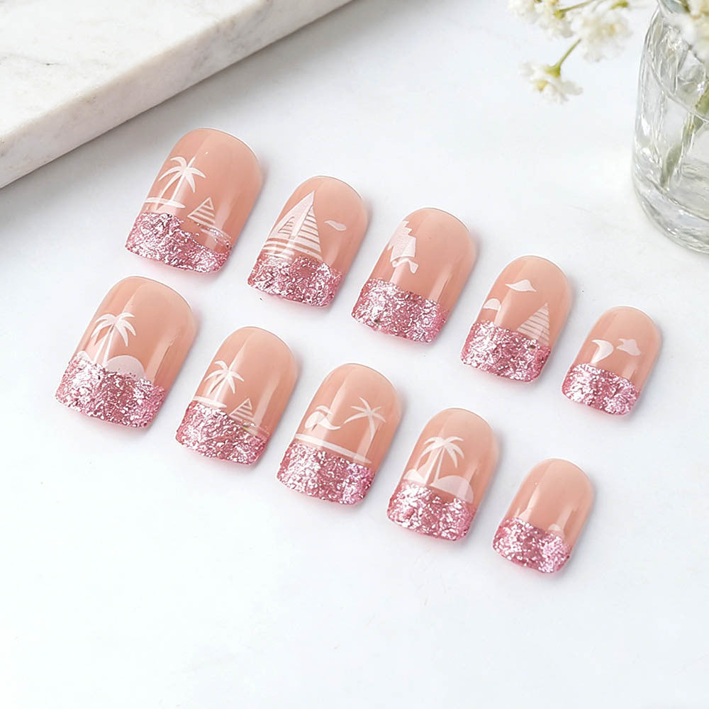 Tropisches Strand-Themen-Nagelkunstdesign Brehn