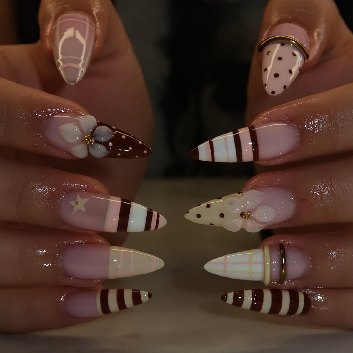 Premium Dekorative Press-On Nagelset