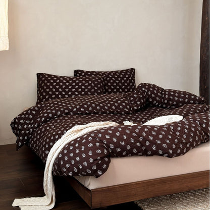 Blumen Baumwoll Percale Bettwäsche Set mit Bettbezug, Spannbettlaken und Kissenbezügen mit Umschlag