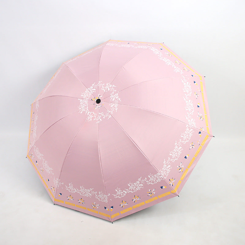 Damen Eleganter Falt-Regenschirm mit floralen Mustern Brehn