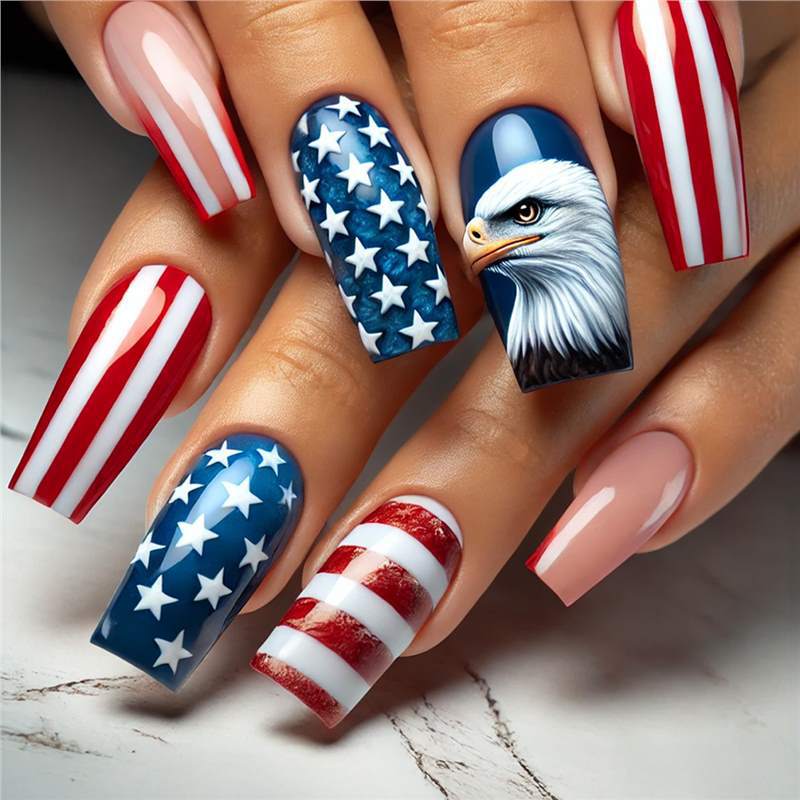 Patriotisches Thema Press-On Nagelkunst Brehn