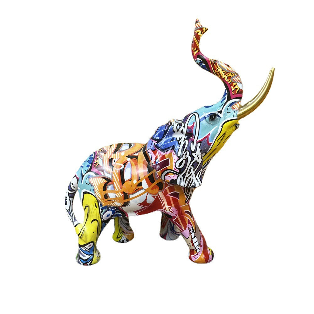 Kunstvolle Elefantenfigur mit buntem Design Brehn