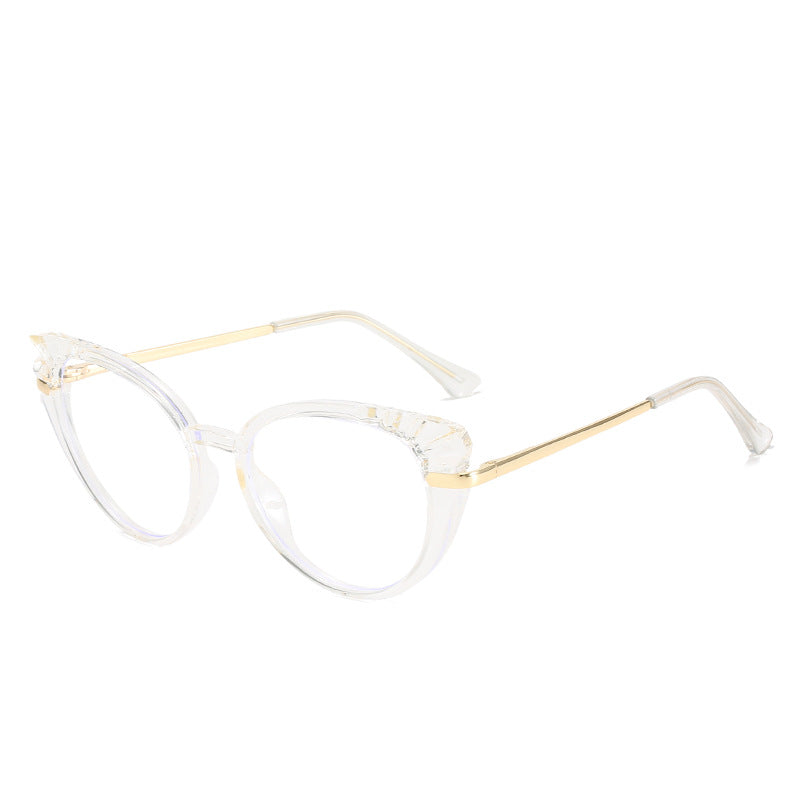 Damen Cat-Eye Korrektionsbrille mit glänzendem Kunststoffrahmen und goldenen Akzenten Brehn
