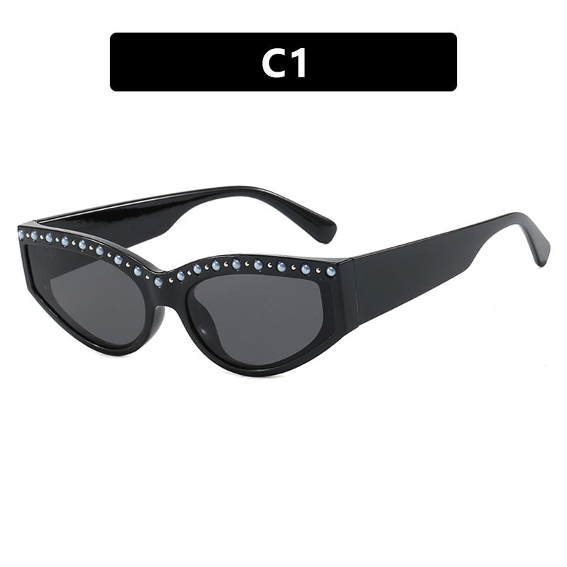 Damen Cat-Eye Sonnenbrille mit funkelndem Strassbesatz und animalischem Muster Brehn