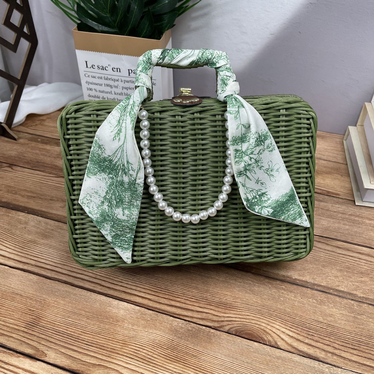 Damen Rattan Handtasche Brehn