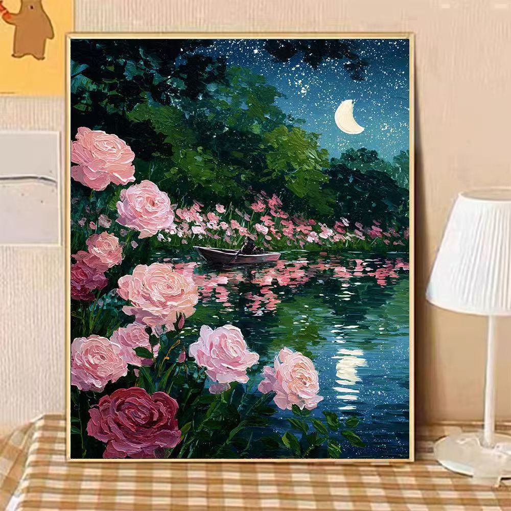 Szenische nächtliche florale Landschaft Leinwandkunst Brehn