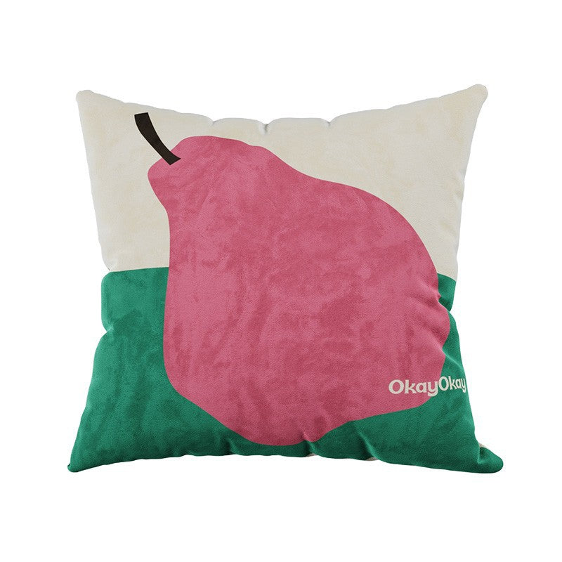 Decorative Plush Throw Pillow Cover with Retro Cherry Graphic
