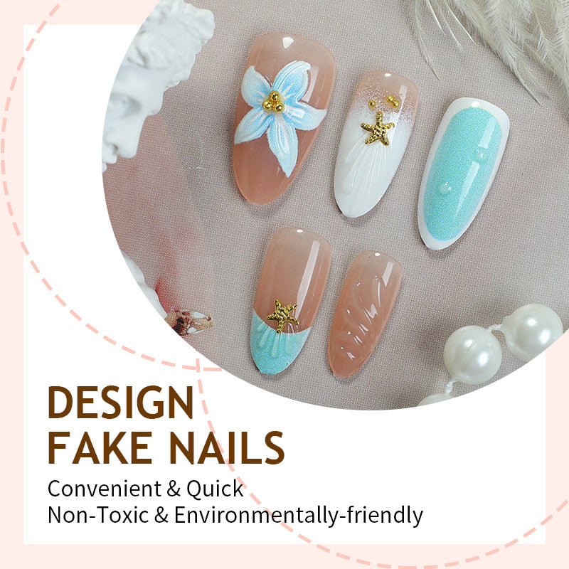 Kunstnagelset mit floralem Design und kunstvollen Verzierungen Brehn