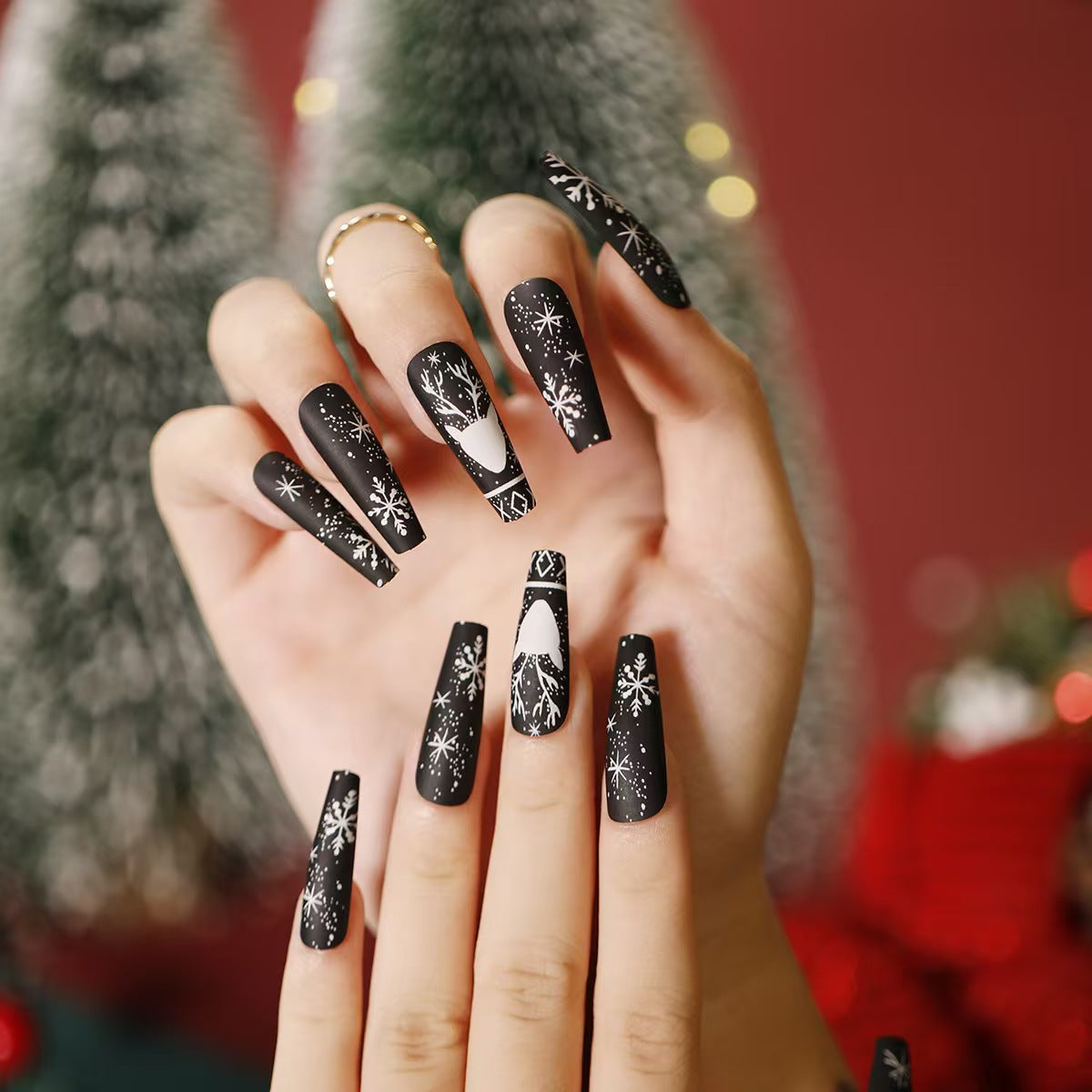 Winter-Themen Press-On Nägel mit Schneeflocken-Design Brehn