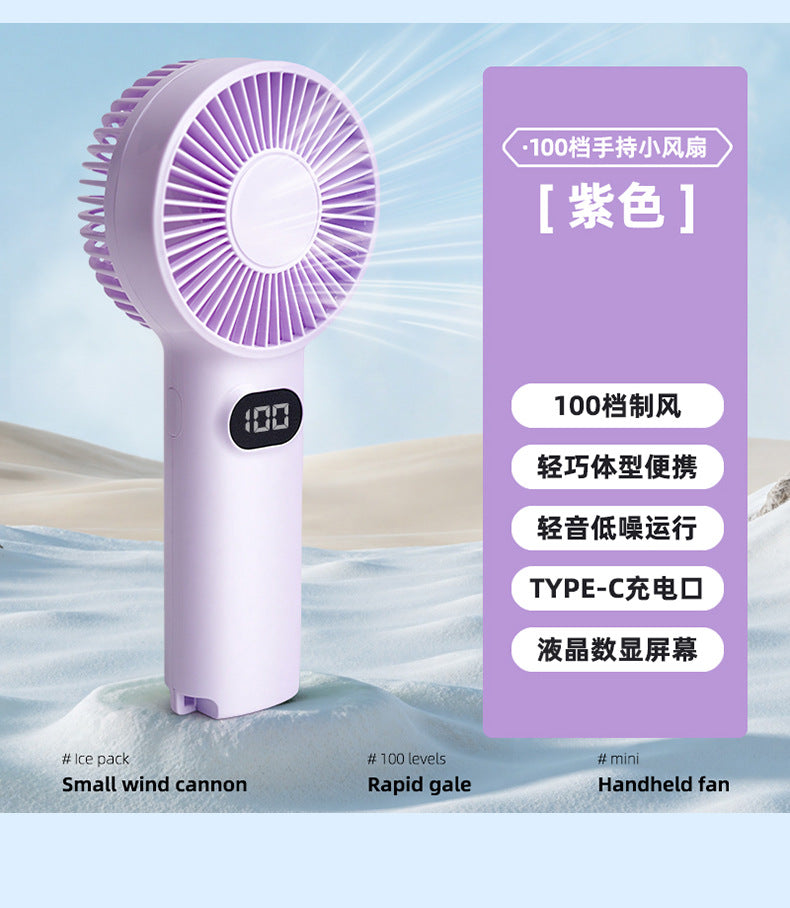 Damen tragbarer Mini-Ventilator mit 100 Geschwindigkeitsstufen und LCD-Anzeige Brehn