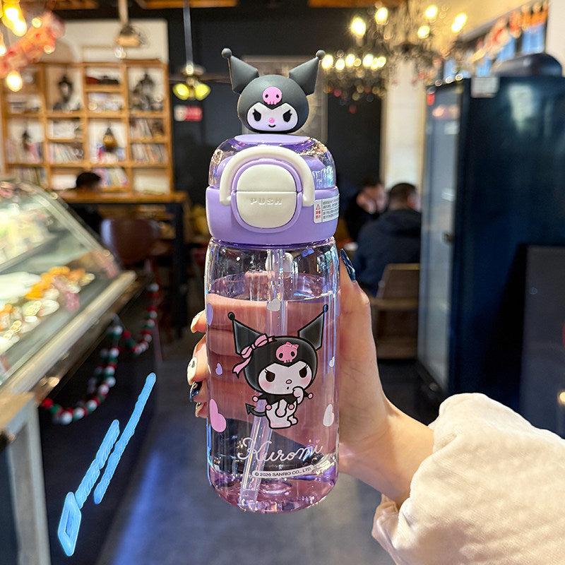 Damen Trinkflasche mit interaktivem Deckel und süßem Charakterdesign Brehn