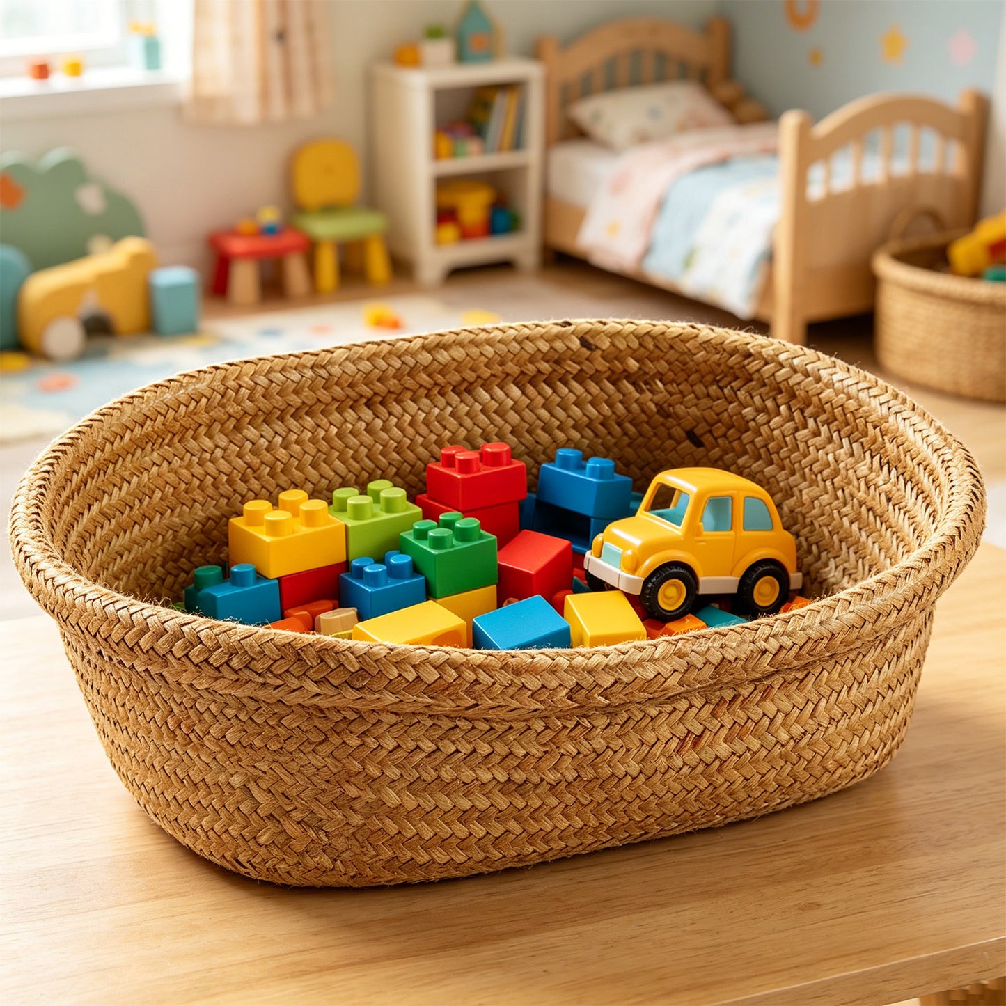 Unisex Ovaler Aufbewahrungskorb aus geflochtenem Naturmaterial Brehn