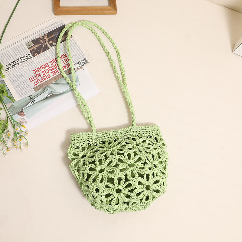 Damen Handgeknüpfte Korbtasche mit floralem Design Brehn