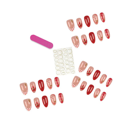 Künstlerisches Press-On Nail Set mit dekorativen Akzenten
