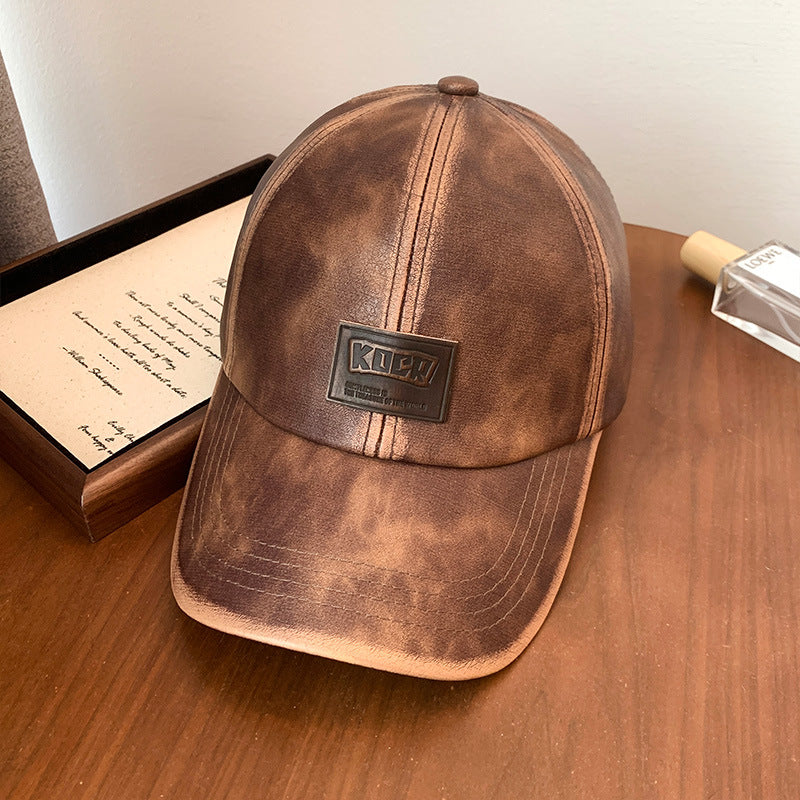 Männliche Vintage Kunstleder Baseballmütze Brehn