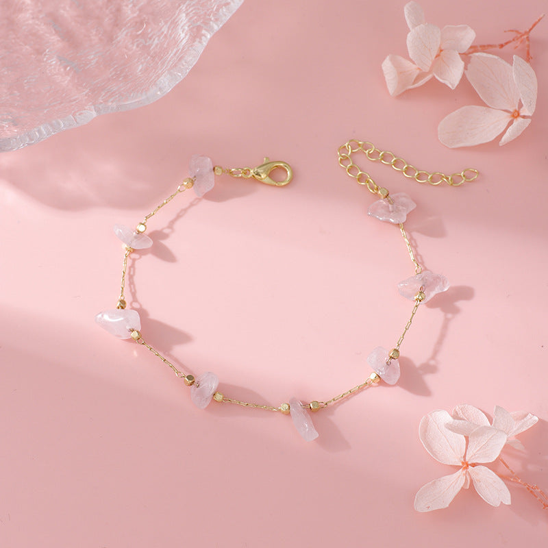 Rose Quartz Charm Fußkettchen Brehn