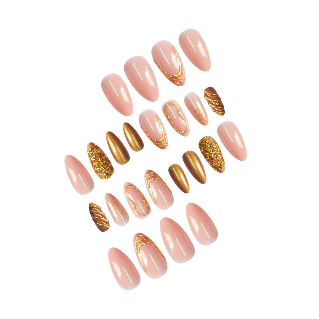 Elegantes goldverziertes Press-On-Nagel-Set Brehn