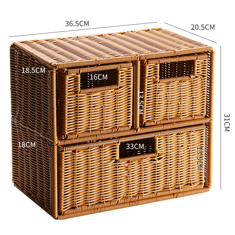 Multi-Schubladen-Rattan-Aufbewahrungsorganisator Brehn