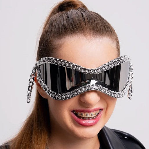 Damen modische Sonnenbrille mit Kettenrahmen Brehn