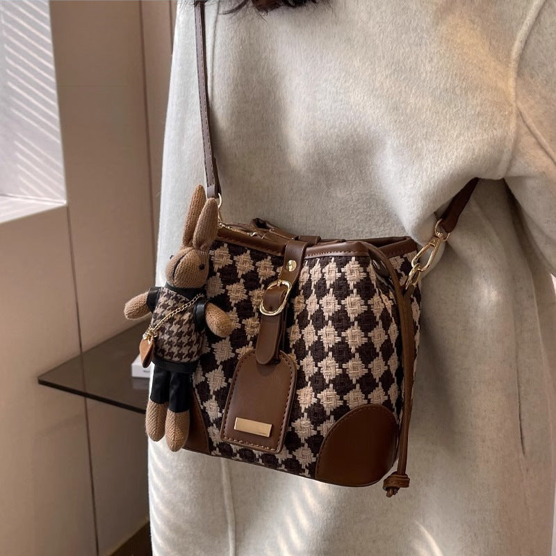 Stylische kariert Bucket Bag Brehn