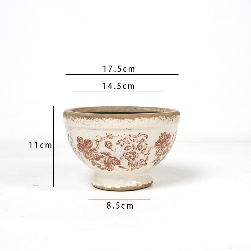 Florale Keramik Pflanzgefäß Brehn