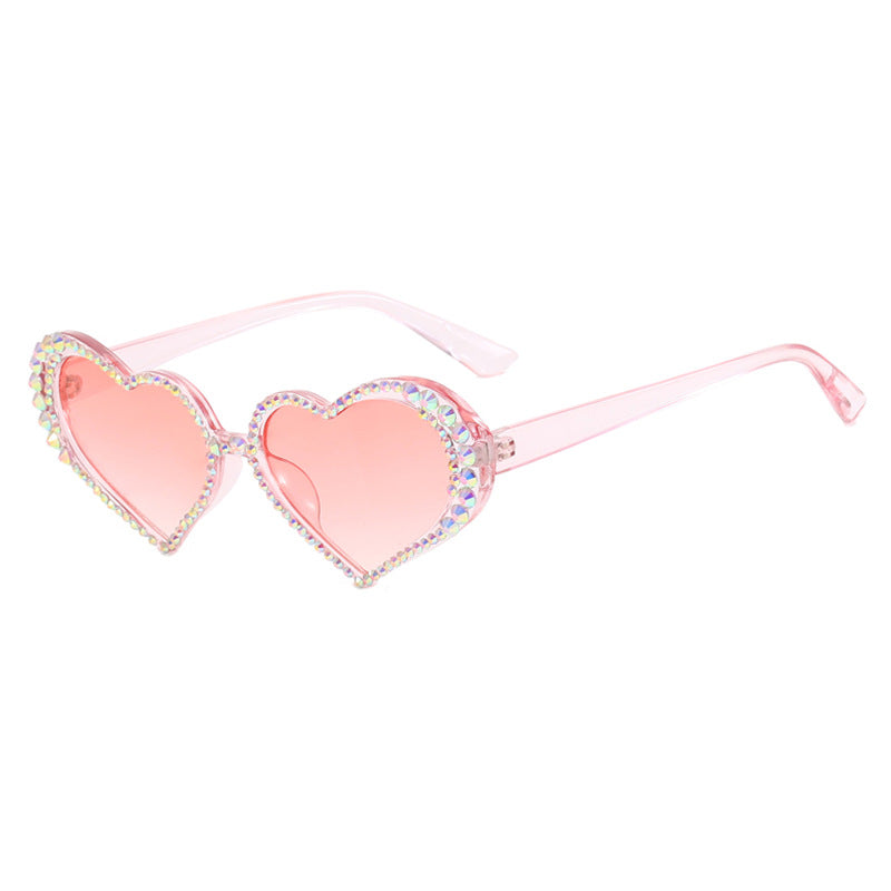 Damen Herzförmige Sonnenbrille mit strassbesetztem Rahmen Brehn