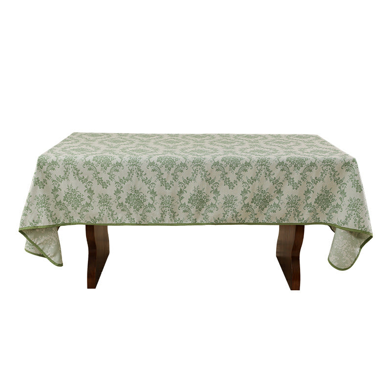 Rechteckige jacquard-gewebte Tischdecke mit floraler Damast-Optik und verstärkter Saumkante Brehn