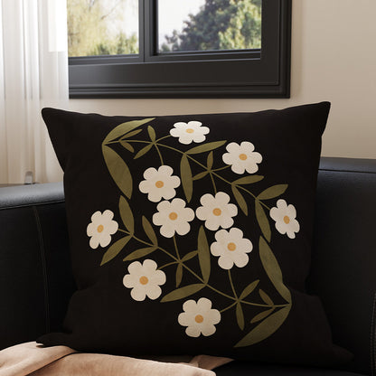 Velvet Bamboo Leaf Square Throw Pillow Cover with Hidden Zipper