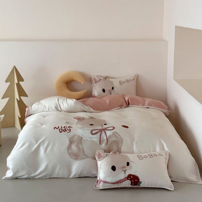 Kinder-Bettwäsche-Set mit niedlichem Pinguin-Motiv aus weichem Baumwollsatin und extraweichem Kopfkissen