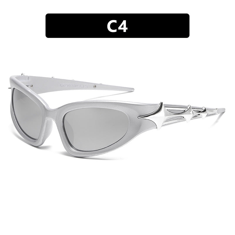 Damen futuristische Sonnenbrille mit einzigartigem Sternedesign Brehn