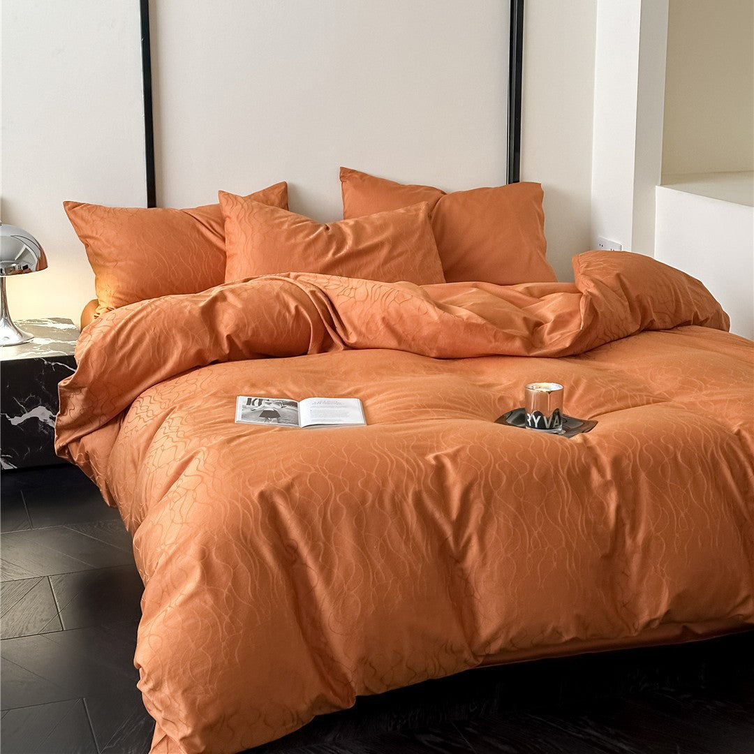 Jacquard-texturiertes Baumwollsatin-Bettbezug-Set mit hidden closure und passenden Kissenbezügen