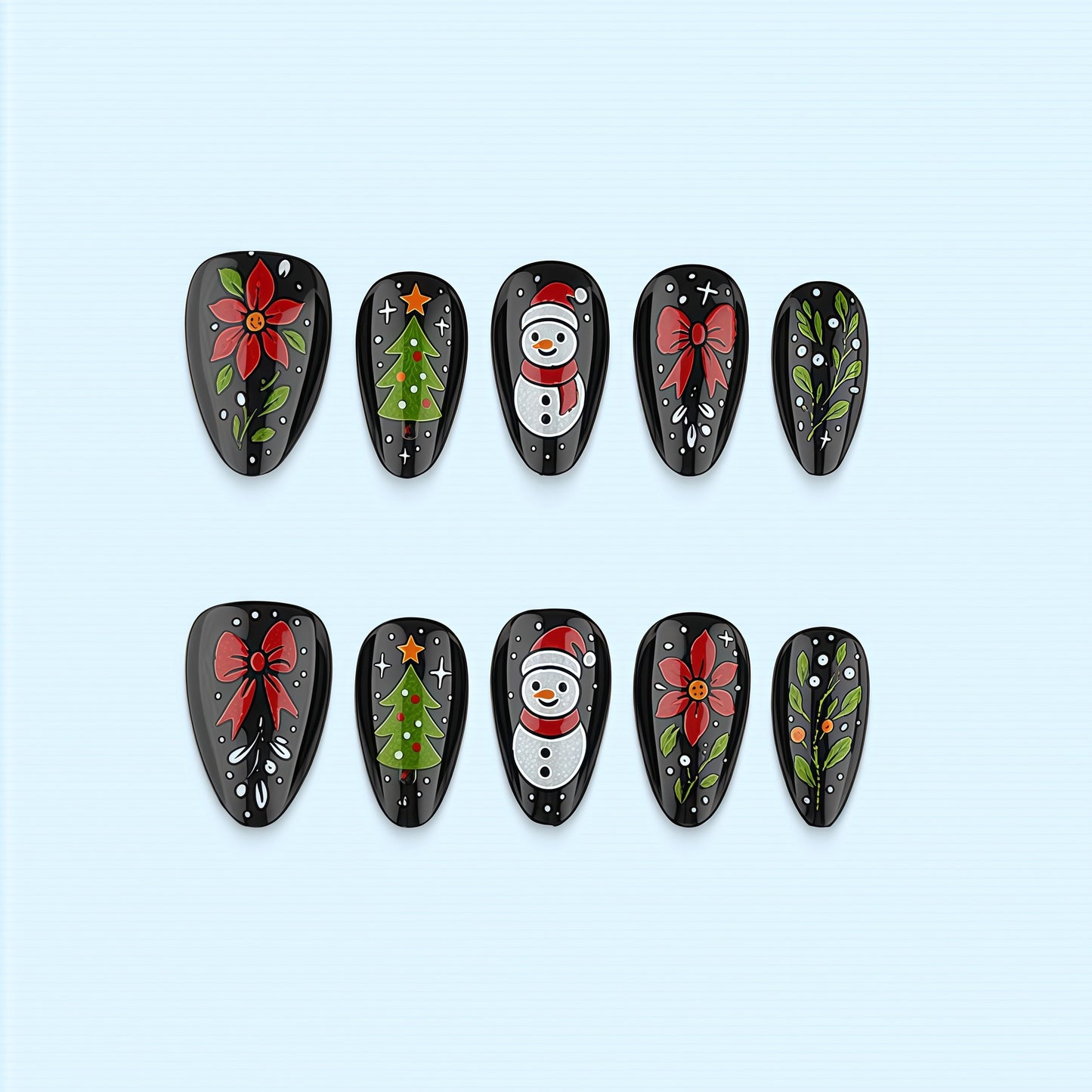 Kunstnagelset mit festlichem Weihnachtsdesign Brehn