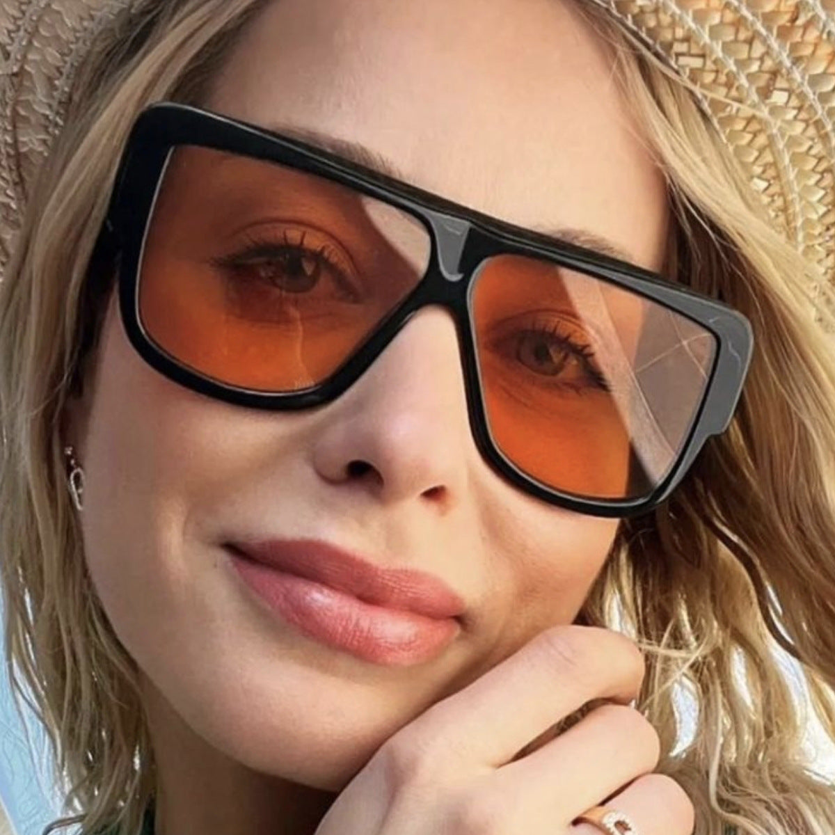 Damen quadratische Sonnenbrille mit markantem Gestell Brehn
