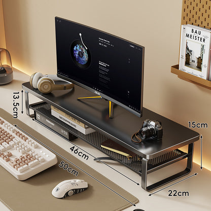 Erhöhter Desktop-Bildschirmständer mit Mesh-Unterregal-Organizer und Kabelmanagement