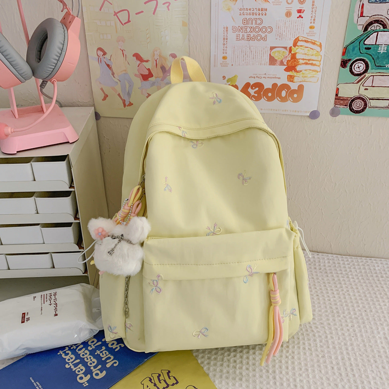 Bestickter Blumenmuster-Schulrucksack