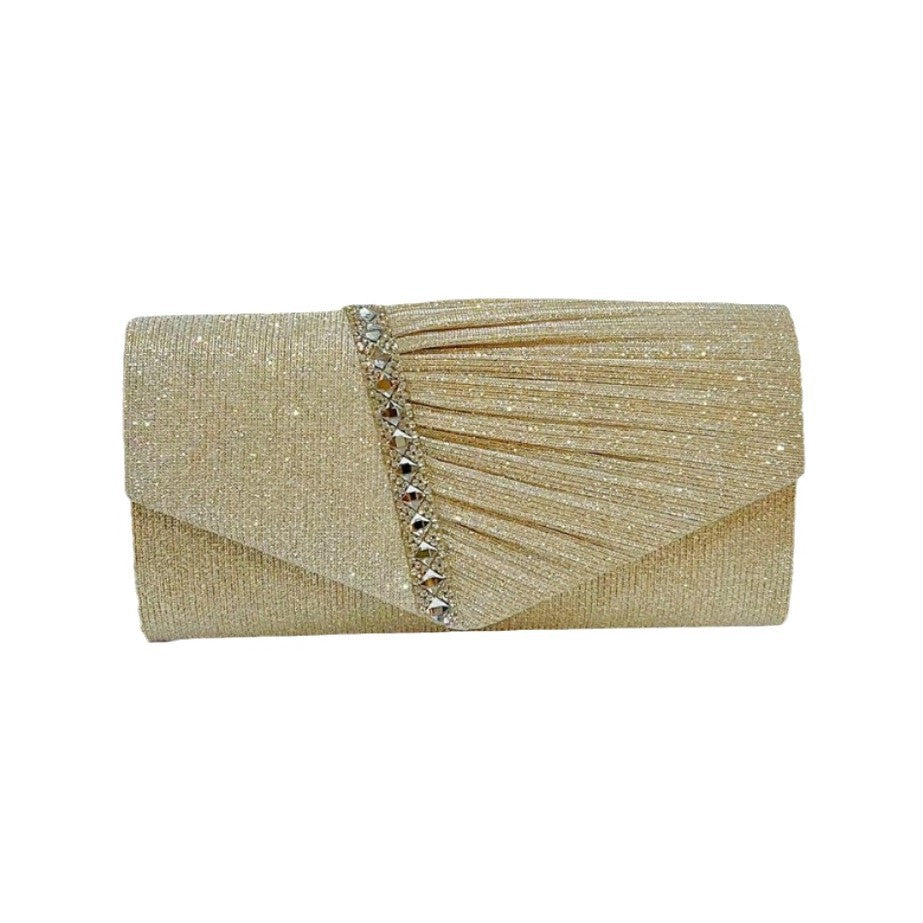 Falten-Abend-Clutch mit Kristallakzent