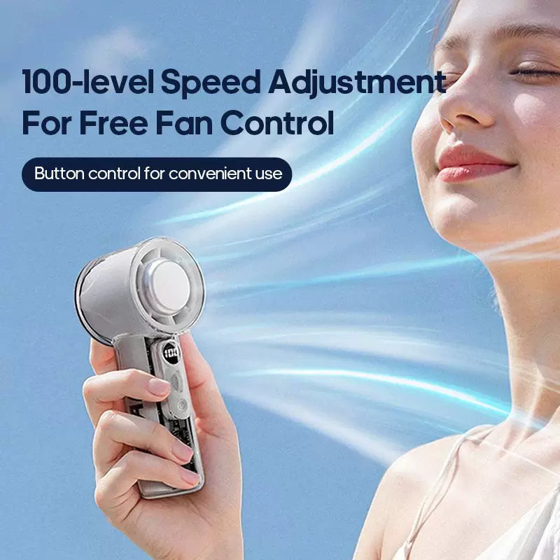Unisex Einheitsgröße Handheld wiederaufladbarer Mini-Kühlventilator mit einstellbarem Hochgeschwindigkeitsluftstrom und LED-Digitalanzeige Brehn