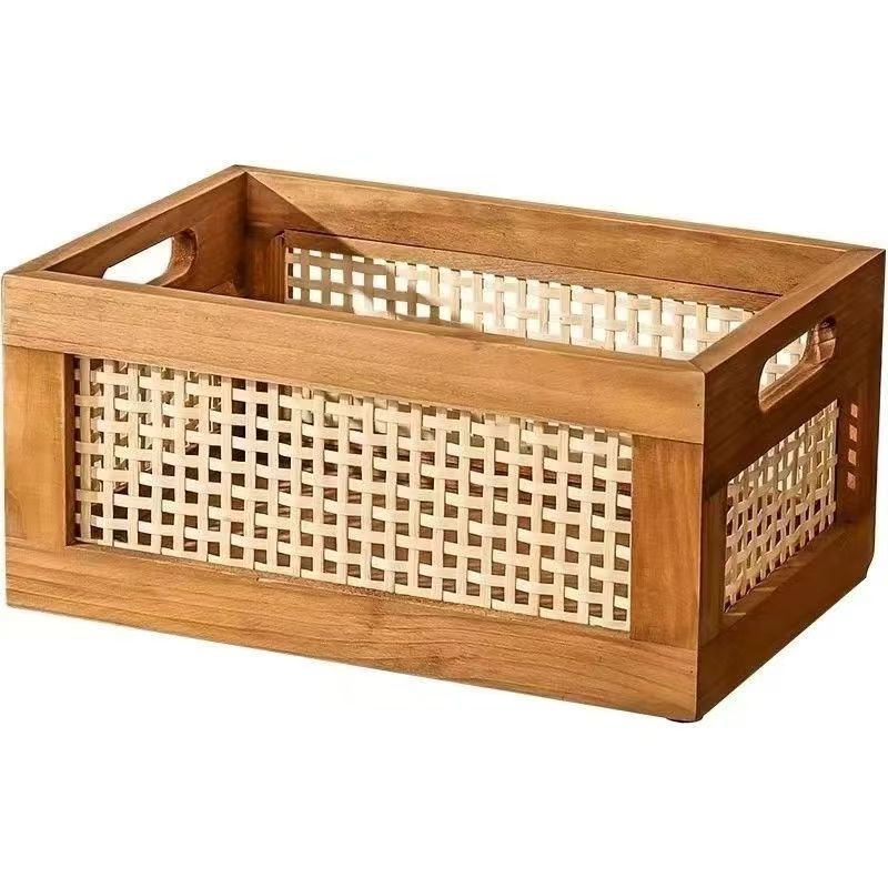 Hochwertiger Aufbewahrungskorb mit Rattan-Details Brehn