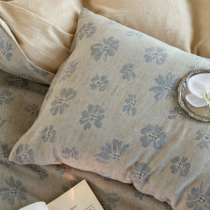 Leichte Baumwoll-Musselin Bettwäsche-Garnitur mit Vintage-Blumenmuster und Wendeoptik
