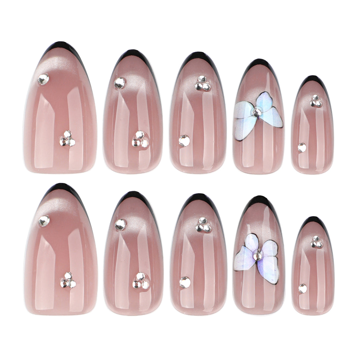 Künstliche Nailart mit Perlen- und Blumenverzierungen Brehn