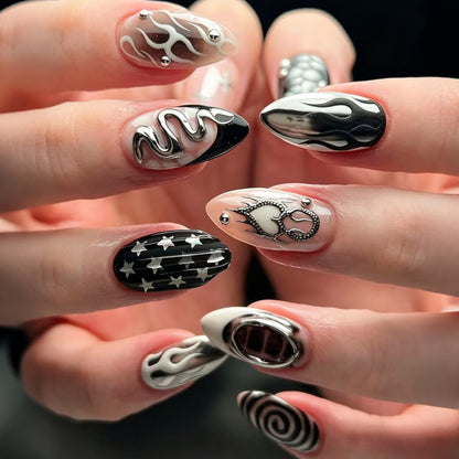 Edgy Künstlerische Press-On Nagelkunst Set Brehn