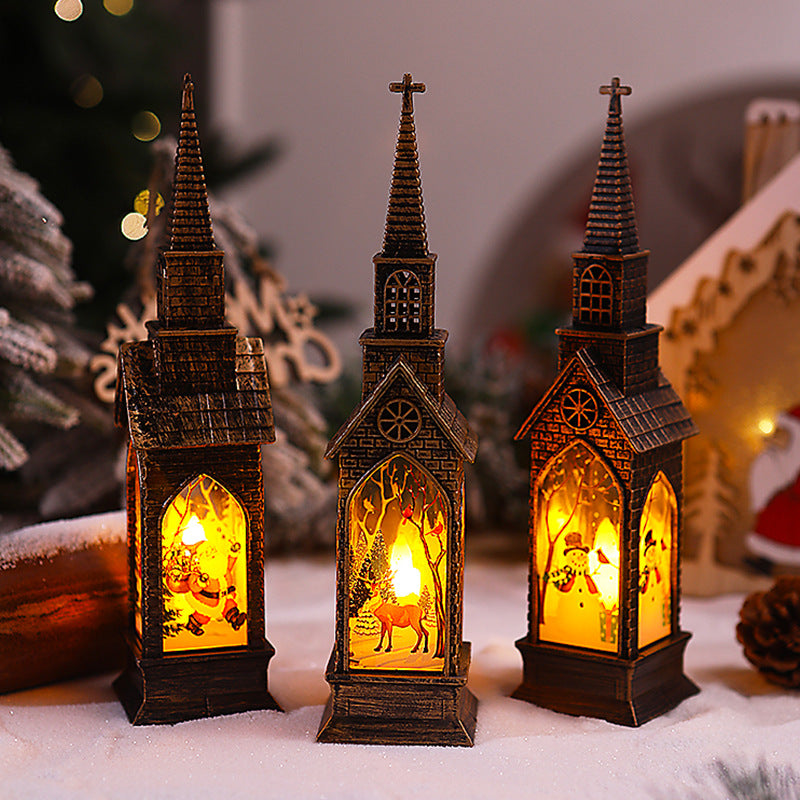 Nostalgische Weihnachtslaterne mit beweglichem Santa-Motiv Brehn