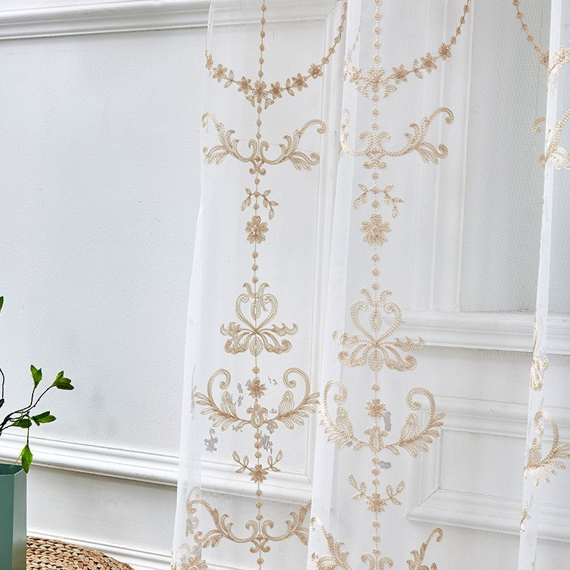 Feiner bestickter Voile-Gardinenstoff mit floralem Jacquard Brehn