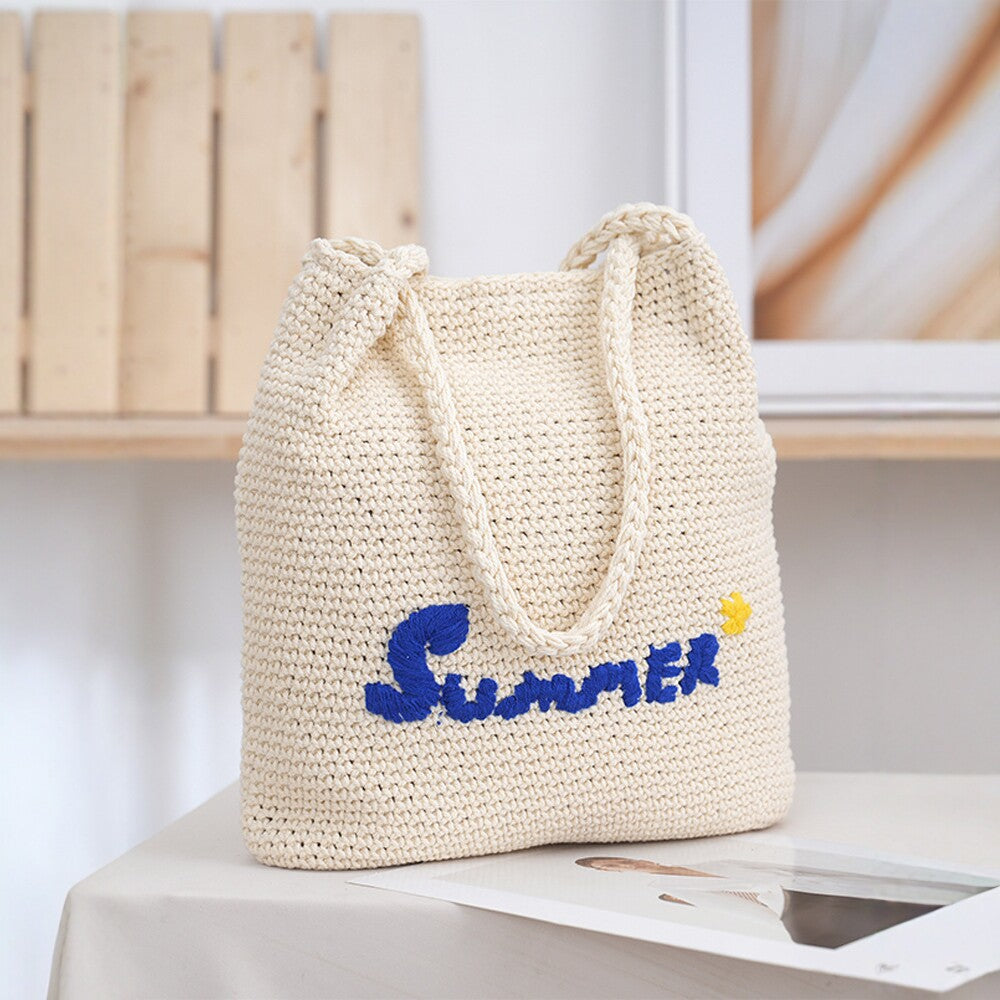 Handgefertigte Basttasche mit Sommermotiv Brehn