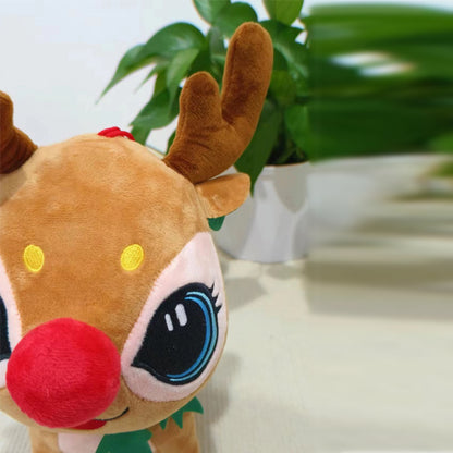 Plüsch Rentier mit Weihnachtsmütze